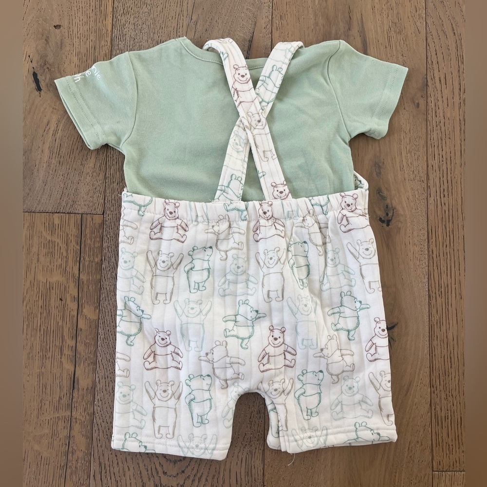 NEW Winnie The Pooh Overall Romper Shorterall Set Disney Green 18 months - Picture 2 of 9